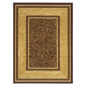 Ottohome Collection Non-Slip Rubberback Bordered Design 2x3 Indoor Entryway Mat, 2 ft. 3 in. x 3 ft., Brown