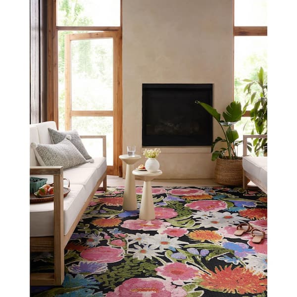 Botanical Rug - Black & Multi - Indoor/Outdoor