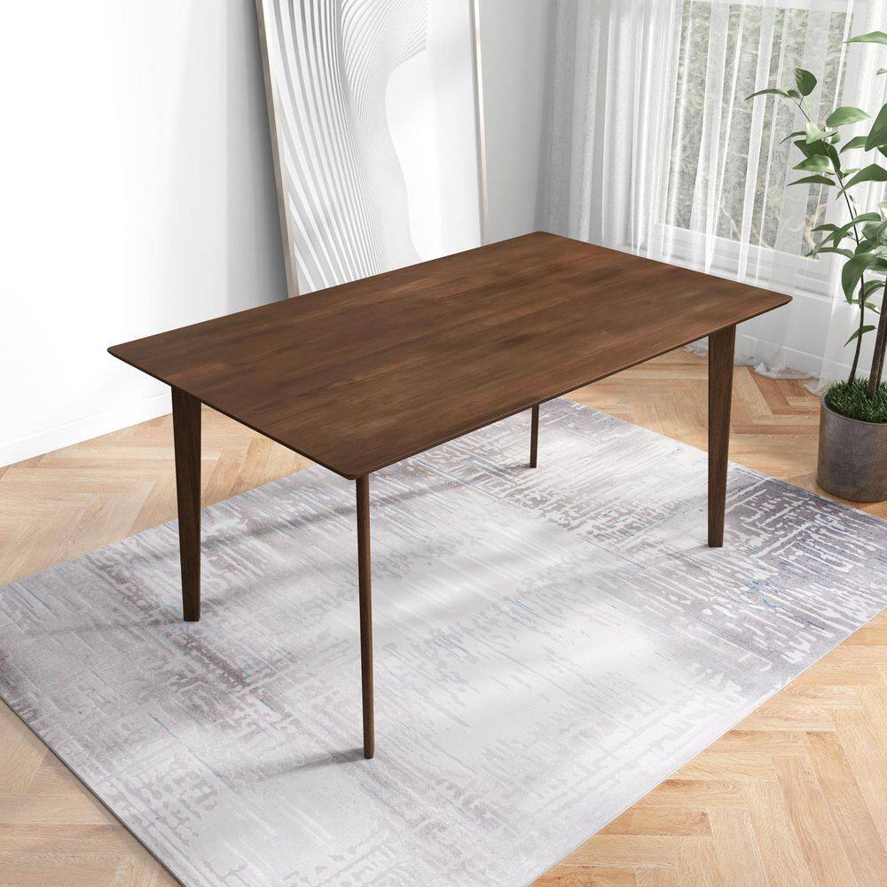 Inverra Modern 59.1 in. W Brown Solid Wood Rectangular Dining Table, 6 Seats