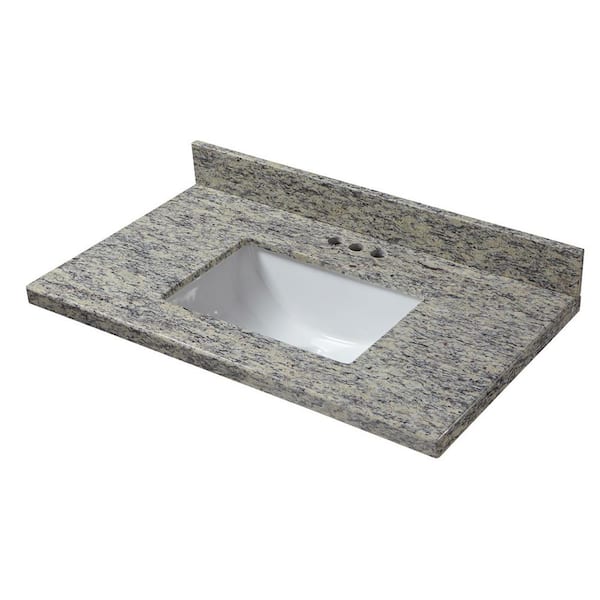 Cahaba 31 in. W x 19 in. D Granite Vanity Top in Santa Cecilia with White Trough Basin