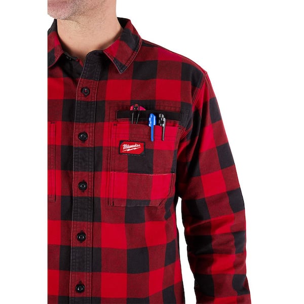 Milwaukee Men's Red X-Large GRIDIRON Flannel Shirt M551R-XL - The