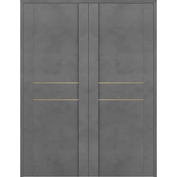 Belldinni Vona 01 2HN Gold 72 in. x 80 in. Both Active Dark Urban Wood Composite Double Prehung Interior Door
