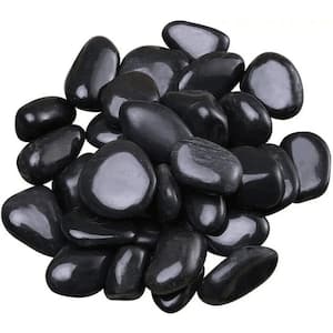 0.40 cu. ft. 0.25 in. to 0.5 in. 30 lbs. Grade A Black Polished River Pebbles