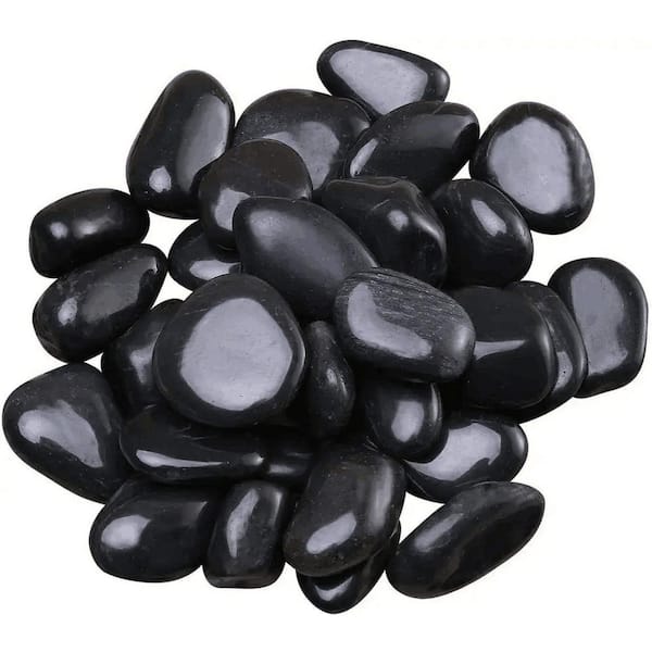 Ejoy 0.40 cu. ft. 1 in. to 2 in. 30 lbs. Grade A Black Polished River Pebbles