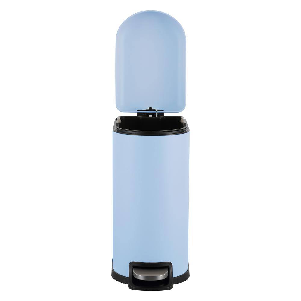 Tide Pool Blue Stainless Steel Step-Open Trash Can