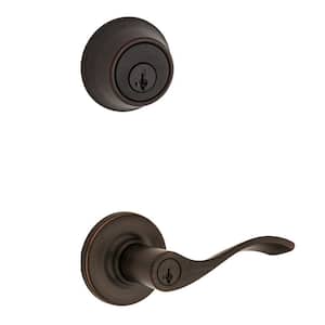 Balboa Venetian Bronze Entry Door Lever and Single-Cylinder Deadbolt Combo Pack Featuring SmartKey and Microban