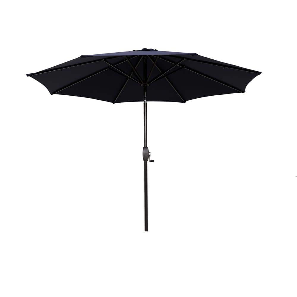 SERGA 9 ft. Outdoor Patio Market Umbrella with Crank Lift in Dark Blue