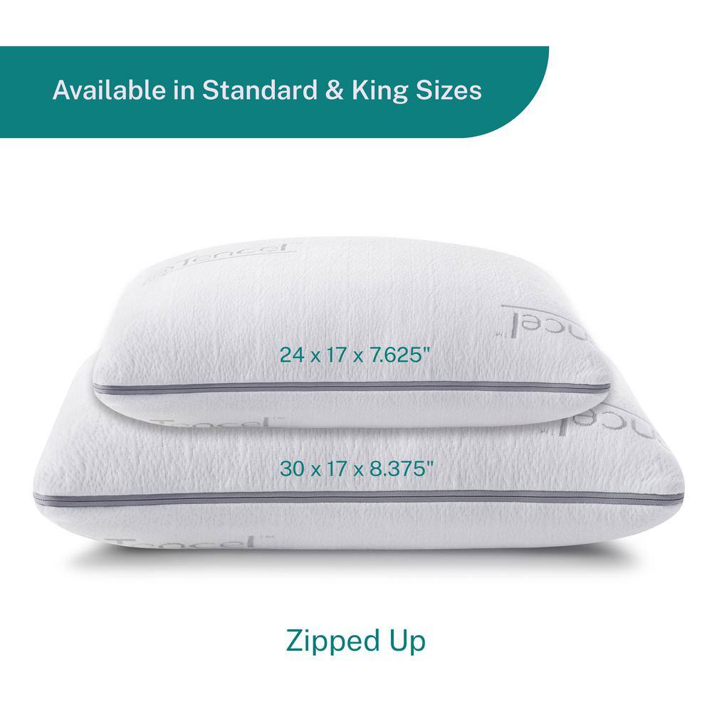 Standard White Gel Memory Foam Pillow with Tencel Cover