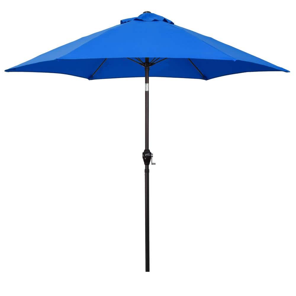 9 ft. Aluminum Market Patio Umbrella with Fiberglass Ribs, Crank Lift and Push-Button Tilt in Pacific Blue Polyester price history on PriceWatchPro