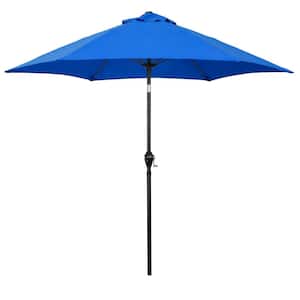 9 ft. Aluminum Market Patio Umbrella with Fiberglass Ribs, Crank Lift and Push-Button Tilt in Pacific Blue Polyester