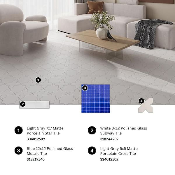 Apollo Tile Blue 11.8 in. x 11.8 in. 1 in. x 1 in. Polished Glass