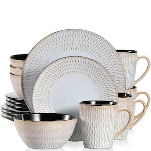 Pluvo 16-Piece Gray Stoneware Dinnerware Set (Service for 4)