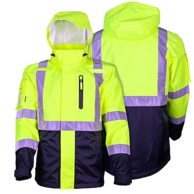 High Visibility Heated Waterproof Jacket with Rechargeable Lithium-Ion Battery Included