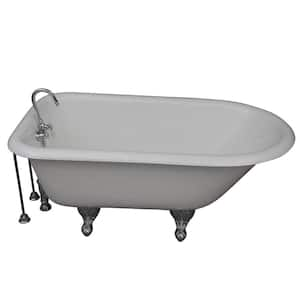 4.5 ft. Cast Iron Ball and Claw Feet Roll Top Tub in White with Polished Chrome Accessories