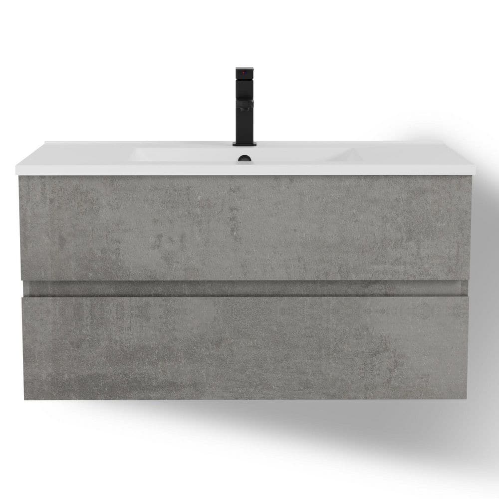 36 in. W x 18.1 in. D x 18.1 in. H Single Sink Floating Gray Bath Vanity with White Integrated Composite Resin Top price history on PriceWatchPro