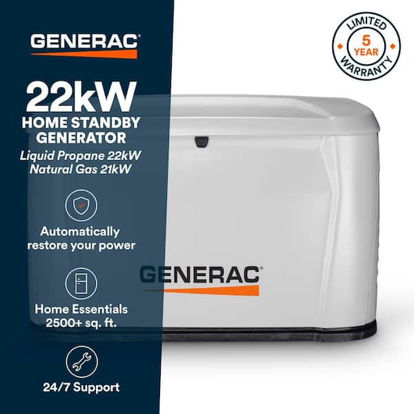 22,000 Watt Air-Cooled Whole House Home Standby Generator