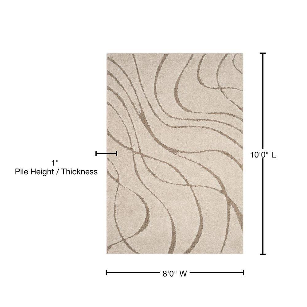 Cozy Cream-Beige Reversible Shag Area Rug 8' x 10'