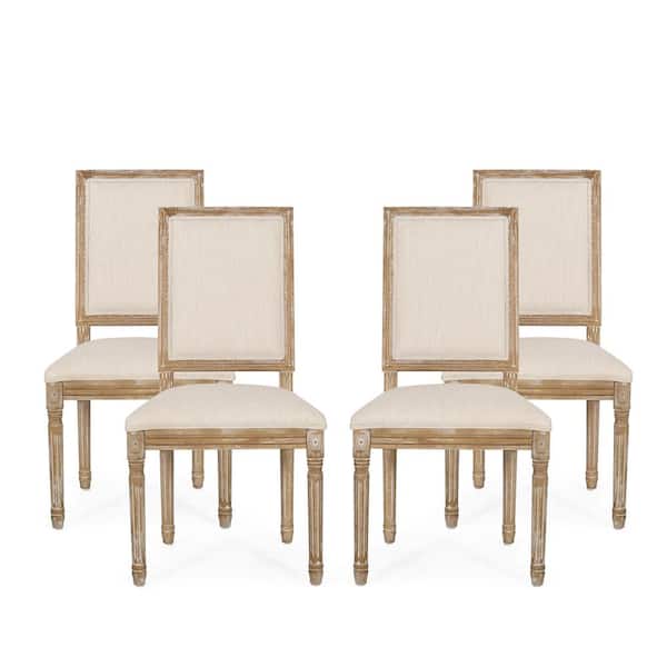 Noble House Robin Beige and Natural Side Chair (Set of 4)