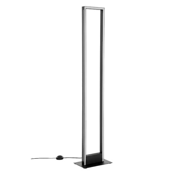 Eglo Salvilanas 7 in. W x 51.45 in. H Black Standard Floor Lamp for Living Room with White Plastic Diffuser