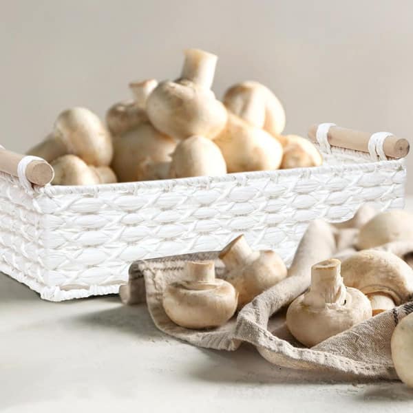 White 14.5 in x 3.74 in Wicker Basket, Decorative Baskets