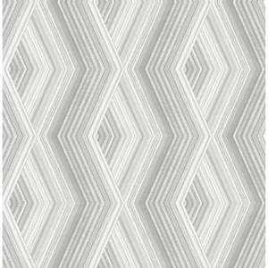 Aura Silver Geometric 20.5 in. x 33 ft. Unpasted Peelable Paper Wallaper