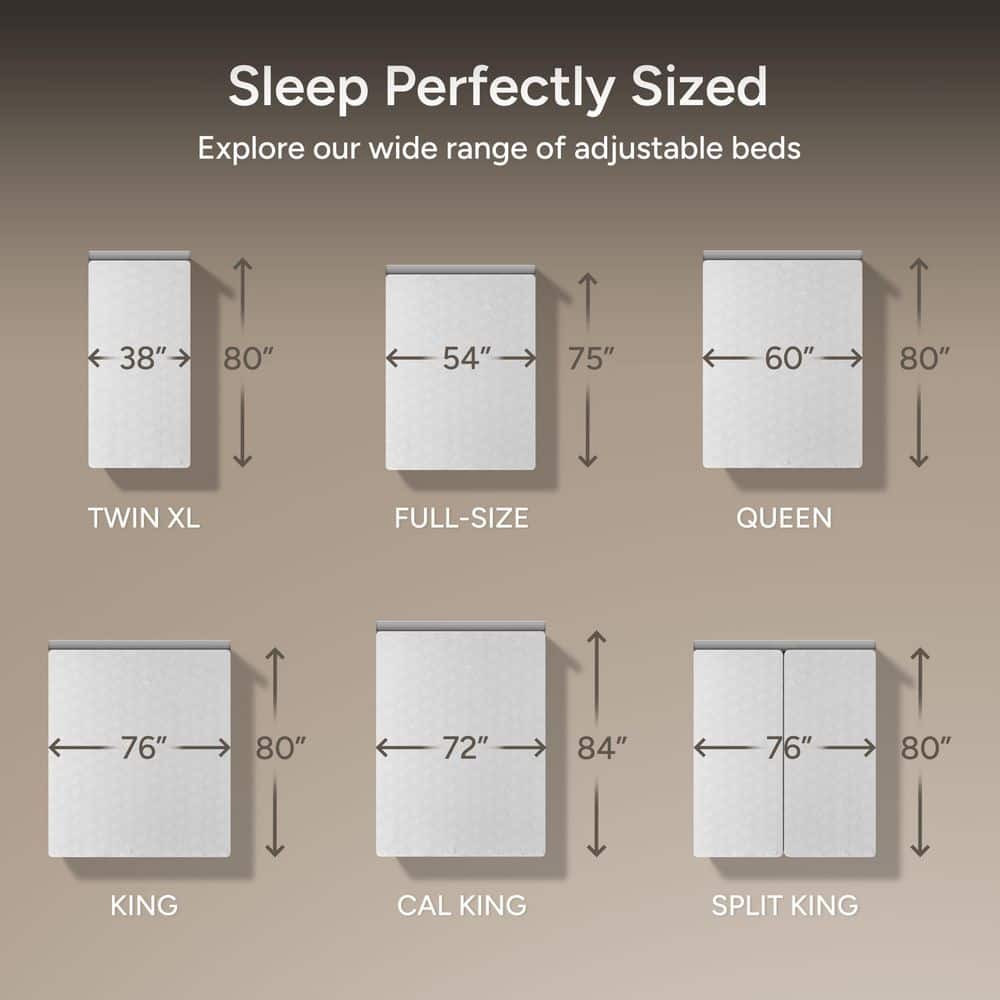 Gray Adjustable Bed Frame Split-King with 12 in. Hybrid Mattress, USB, Under Bed Light, App Control Adjustable Bed Base - thumbnail 3