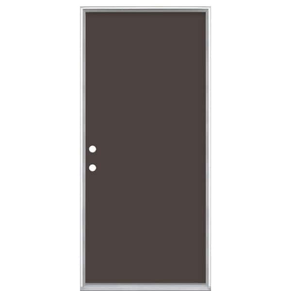 Masonite 36 in. x 80 in. Flush Right-Hand Inswing Willow Wood Painted Steel Prehung Front Exterior Door No Brickmold