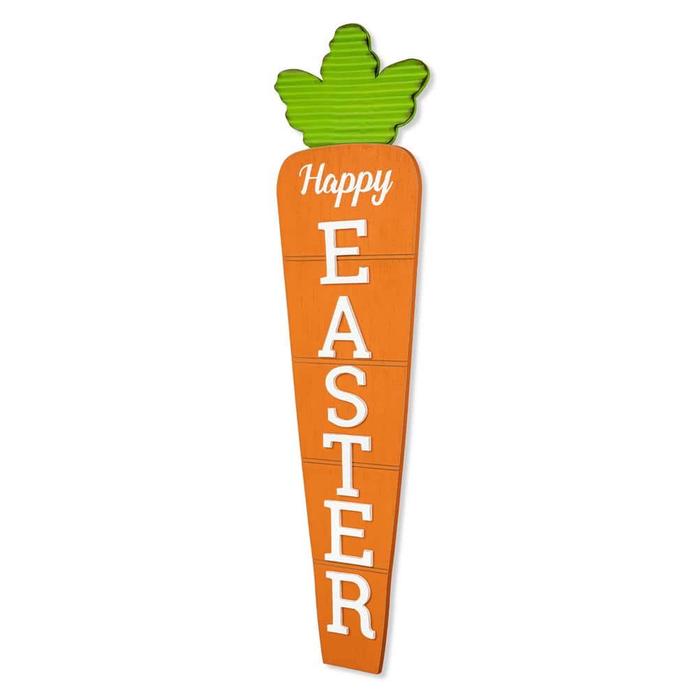 Glitzhome 41.5 in. H Easter Wooden and Metal Carrot Porch Décor ...