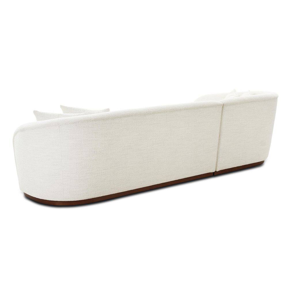 Cloud White Upholstered Left-Facing Chaise Sectional with Ottoman