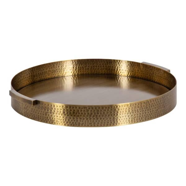 Samana 17 in. W Gold Round Glam Decorative Tray