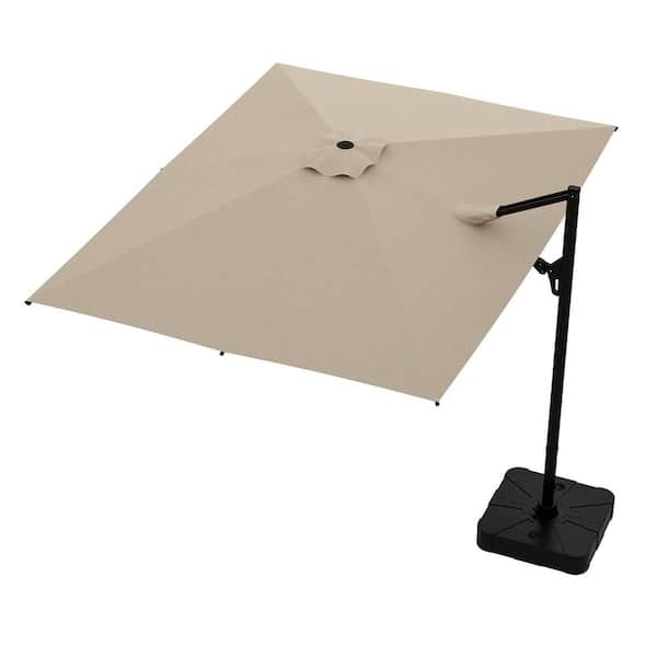 FUFU&GAGA 13 ft. x 10 ft. Patio Umbrella Rectangles Beach Umbrella Outdoor Market Cantilever Umbrella with 360° Rotation in Beige