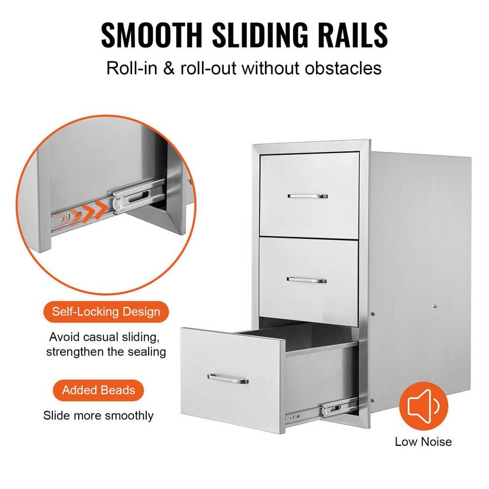 Stainless Steel Outdoor Kitchen Drawers with Paper Towel Holder