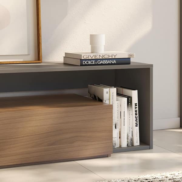 Nexera Tonik 72 in. Nutmeg and Greige TV Stand with 2-Drawers Fits