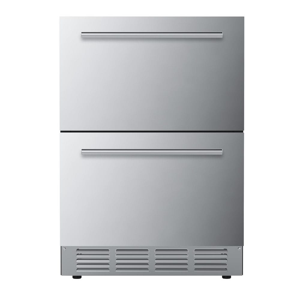 23.4 in. 5 cu. ft. Undercounter Freestanding/Built-in Double Drawer Refrigerator in Stainless Steel Silver