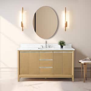 60 in. W x 22 in. D x 34 in. H Single Sink Bathroom Vanity in Natural Oak with Engineered Marble Top