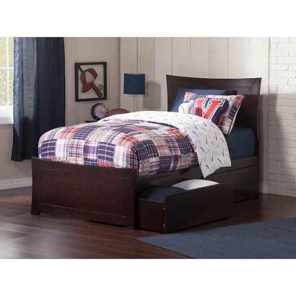 AFI Metro Espresso Twin XL Solid Wood Storage Platform Bed with Matching Foot Board with 2 Bed Drawers