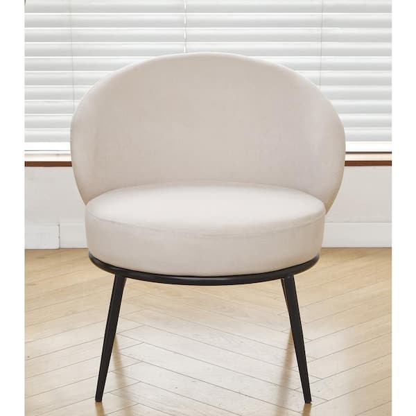 Pride Beige Velvet Arm Chair