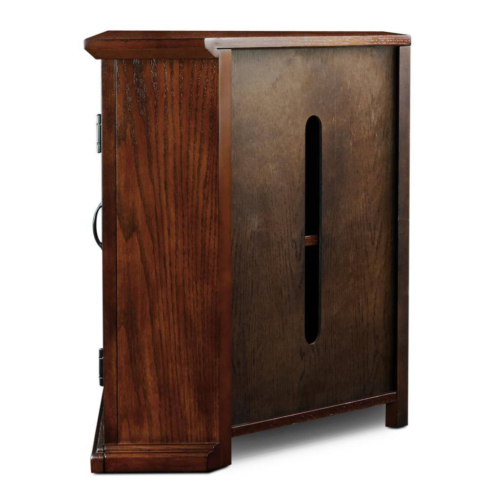 Burnished Oak 50" Corner TV Stand with Leaded Glass Doors