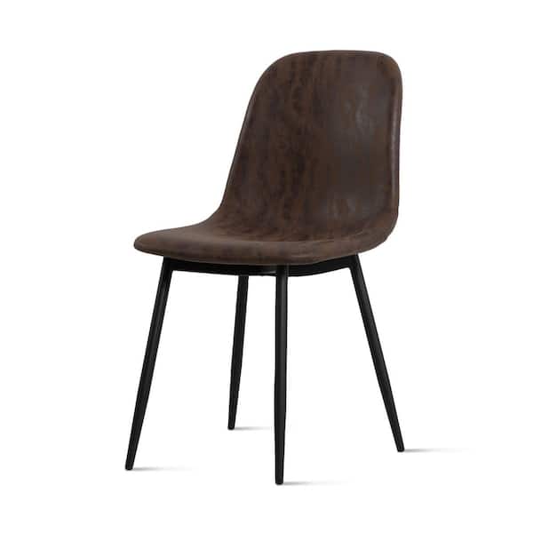Dovelina Walnut PU Leather Dining Chair (Set of 4)