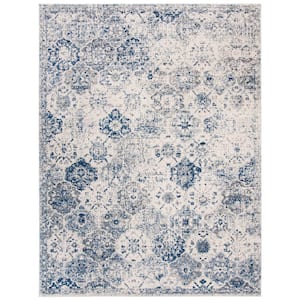 Madison White/Royal Blue 9 ft. x 12 ft. Border Area Rug