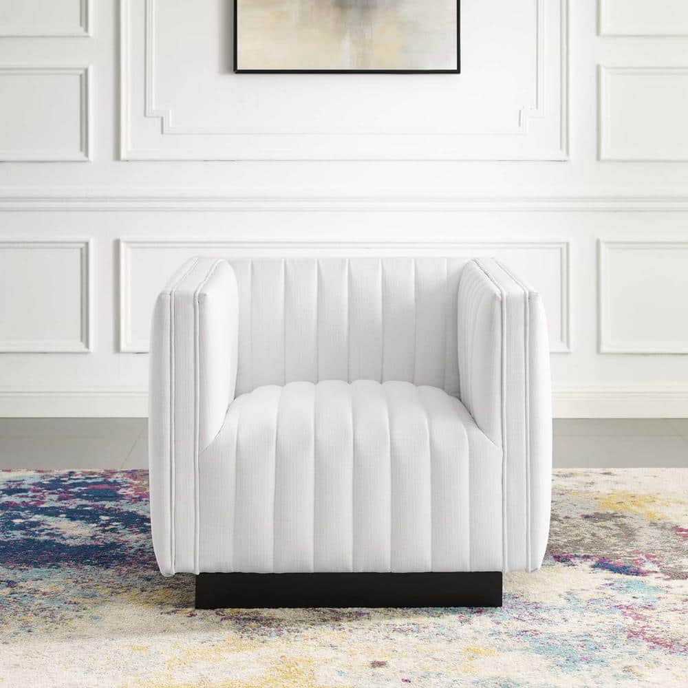 Elegant White Velvet Wood Base Accent Chair