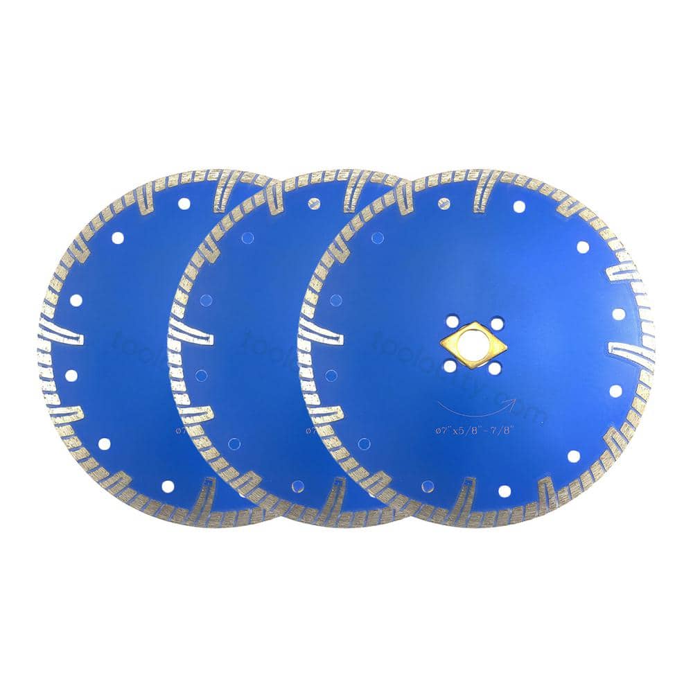7 in. Granite/Concrete Continuous Rim Turbo Diamond Blade Dry/Wet Use (3-Pi
