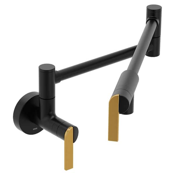Nio Modern Wall Mount Pot Filler Kitchen Faucet in Matte Black