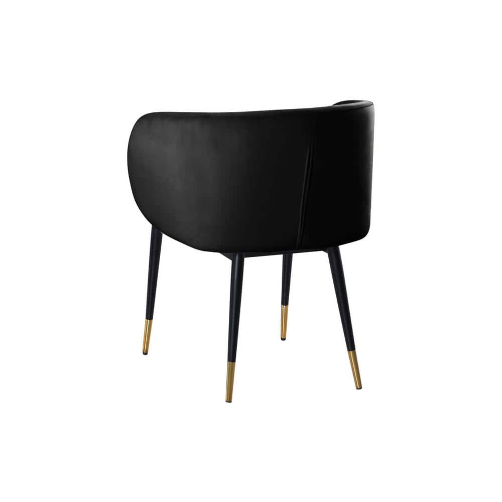 Hemingway Luxe Black Velvet Upholstered Side Chair with Gold Tips