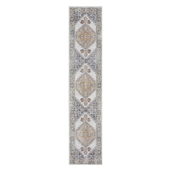 2 ft. x 10 ft. Gray Oriental Washable Area Rug Runner Rug