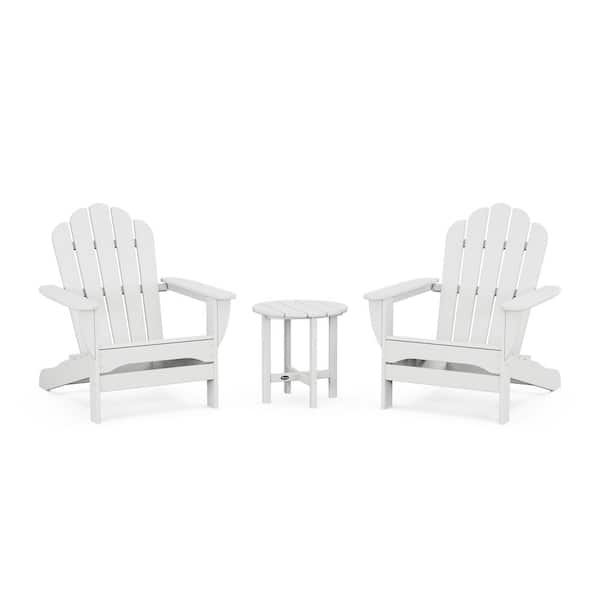 Trex Outdoor Furniture Classic White 3-Piece Plastic Patio Conversation Set in Oversized Adirondack Monterey Bay
