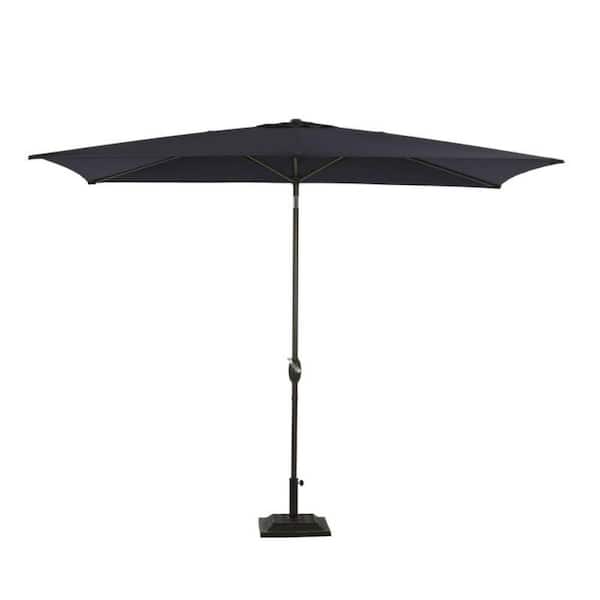 maocao hoom 10 ft. Rectangular Market Patio Umbrella with Push Button Tilt/Crank in Navy Blue