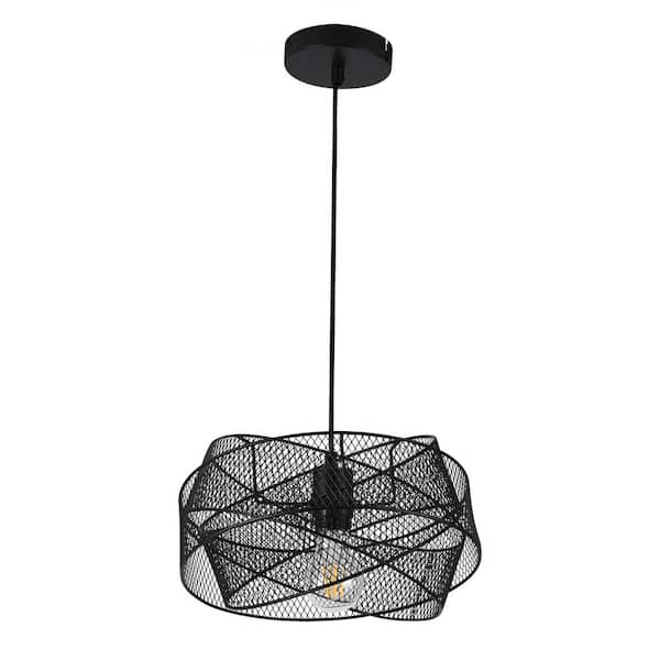 Maxax 1-Light Black Geometric Pendant with Metal Shade
