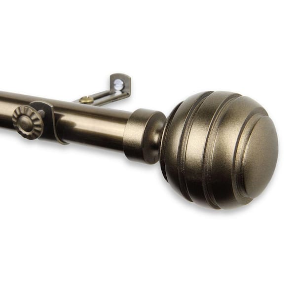 Rod Desyne 28 in. - 48 in. Telescoping Single Curtain Rod Kit in Antique Brass with Poise Finial