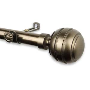 66 in. - 120 in. Telescoping Single Curtain Rod Kit in Antique Brass with Poise Finial